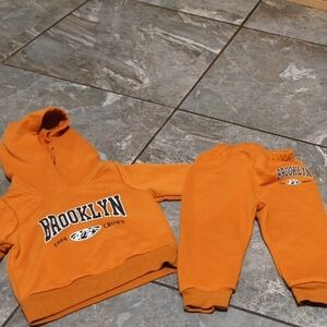 Kids Orange Sweatpants & Hoodie Set